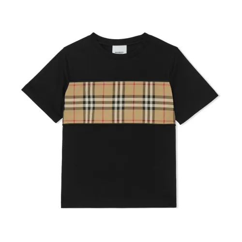 Burberry , Black Vintage Check Cotton T-shirt ,Black male, Sizes: