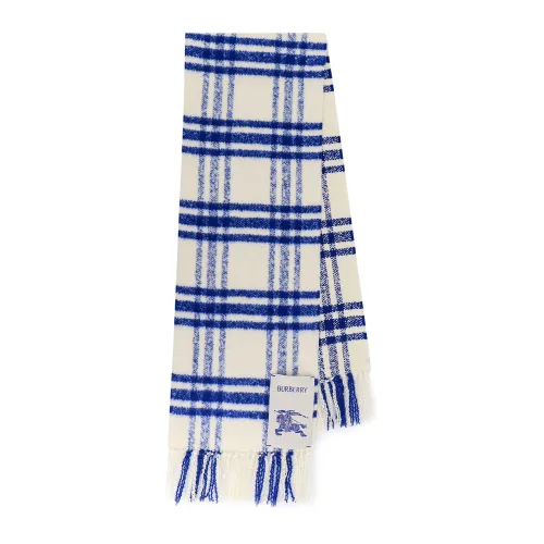 Burberry , Blue Check Scarf with Frayed Profiles ,Blue male, Sizes: ONE