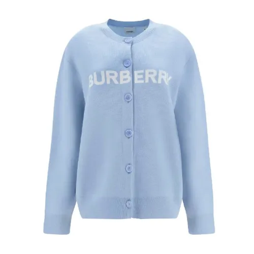 Burberry , Blue Cotton and Wool Cardigan ,Blue female, Sizes: