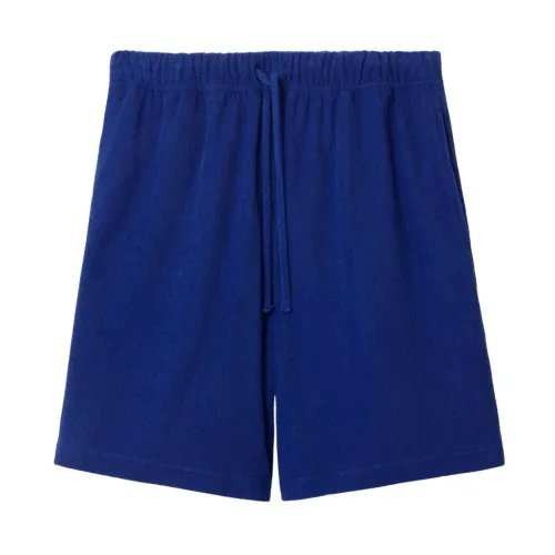 Burberry , Blue Drawcord Shorts with Equestrian Knight Design ,Blue male, Sizes: