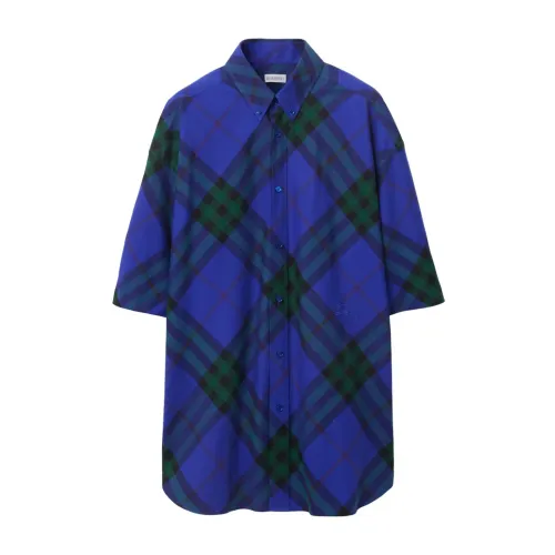 Burberry , Blue Oversized Button-Down Shirt ,Blue male, Sizes:
