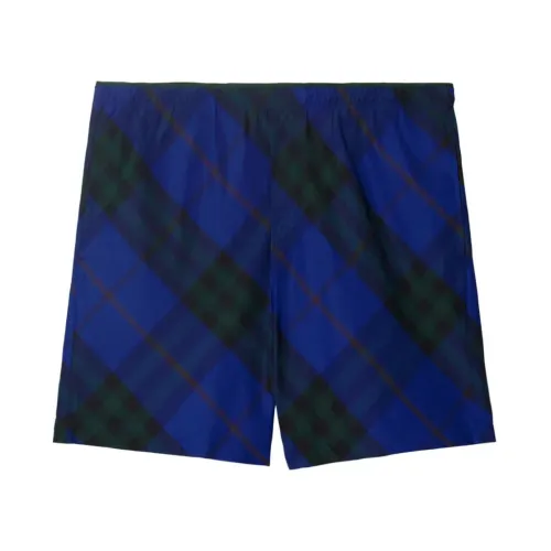 Burberry , Blue Swim Shorts with Burberry Check Design ,Blue male, Sizes: