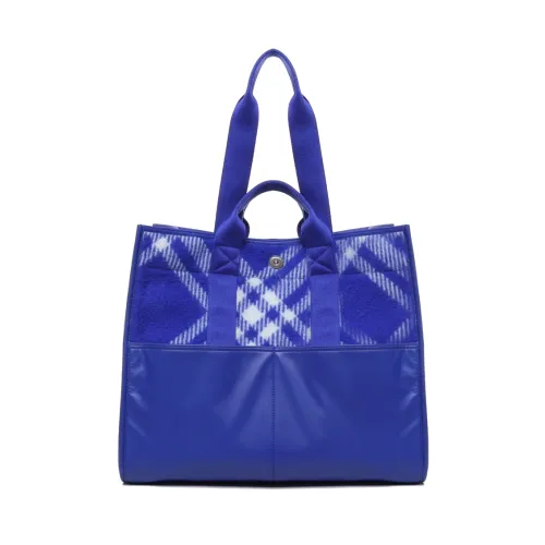 Burberry , Blue Wool Jacquard Tote Bag ,Blue male, Sizes: ONE SIZE