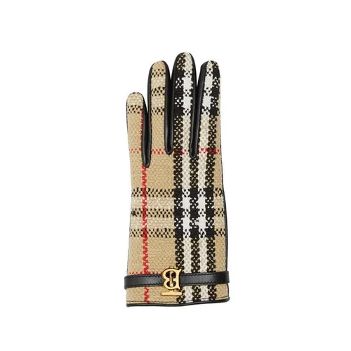 BURBERRY Bouclé And Leather Gloves - Beige