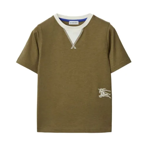 Burberry , Boy's Clothing T-Shirts & Polos Darkgreen Ss24 ,Green male, Sizes: