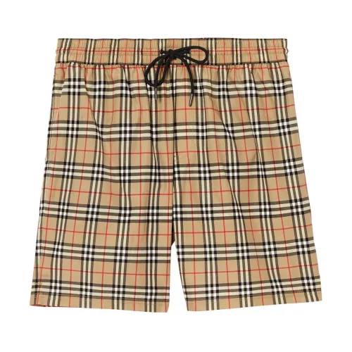 Burberry , Burberry Vintage Small Check Print Swim Shorts in Beige ,Beige male, Sizes: