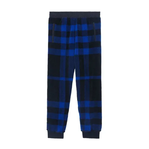 Burberry , Check Fleece Pants ,Blue male, Sizes:
