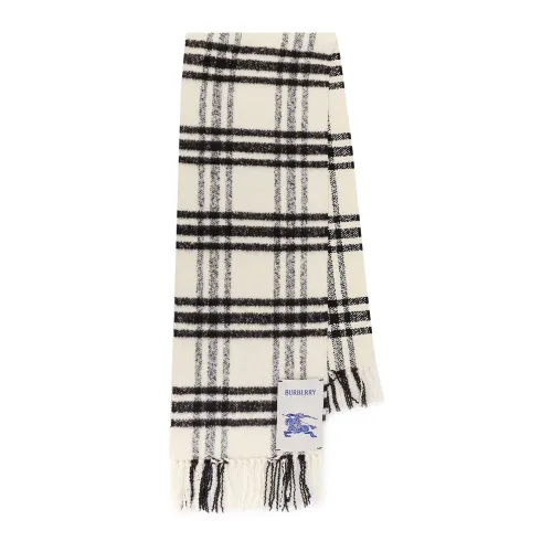 Burberry , Check Motif Wool Scarf ,White male, Sizes: ONE