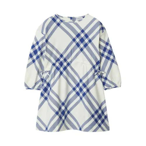 Burberry , Check Pattern Flannel Dress ,White female, Sizes:
