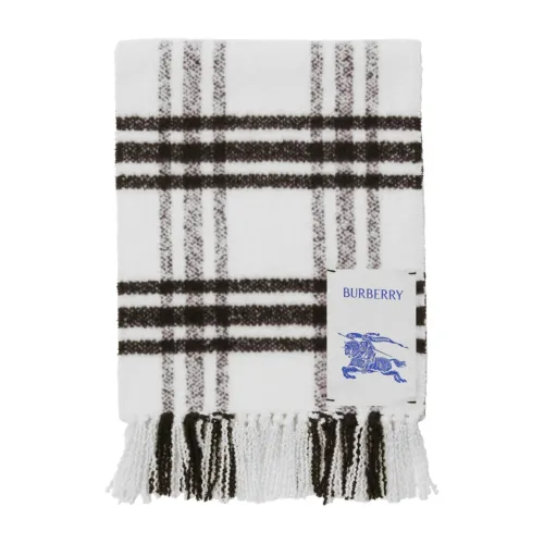 Burberry , Check-Pattern Fringed Wool Scarf ,Beige female, Sizes: ONE