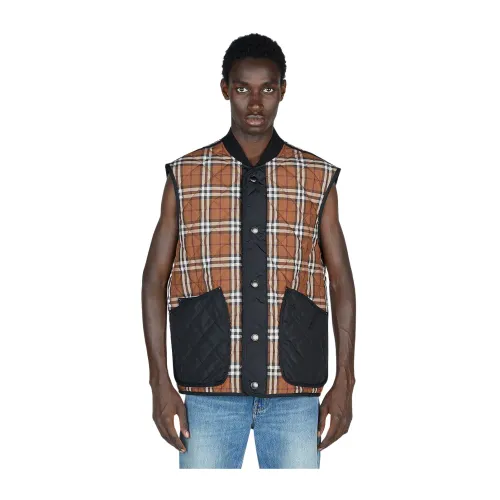 Burberry , Check Quilted Gilet ,Brown male, Sizes: