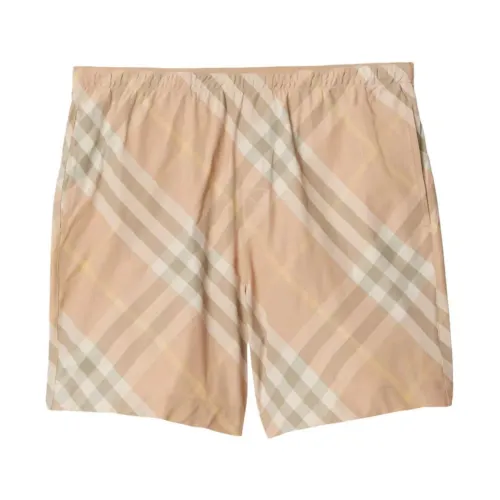 Burberry , Check Swim Shorts for Men ,Beige male, Sizes: