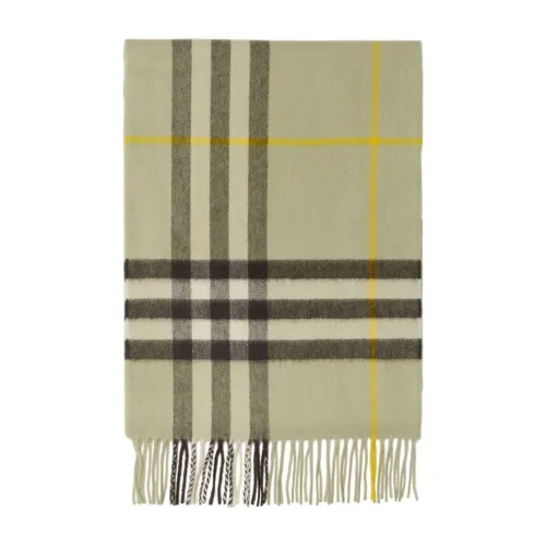 Burberry , Check Textured Fringed Scarf ,Green male, Sizes: ONE