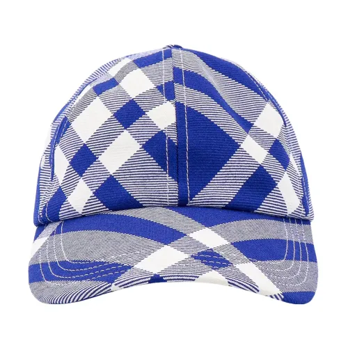 Burberry , Check Wool Blend Hat ,Blue male, Sizes: