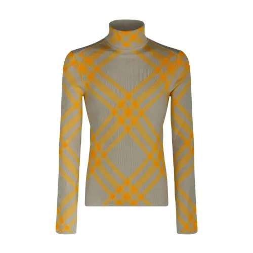 Burberry , Checked Wool Blend Jumper ,Yellow male, Sizes: