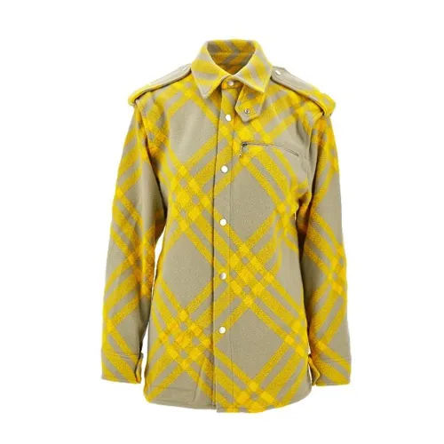 Burberry , Checked Wool Jacket ,Yellow female, Sizes: