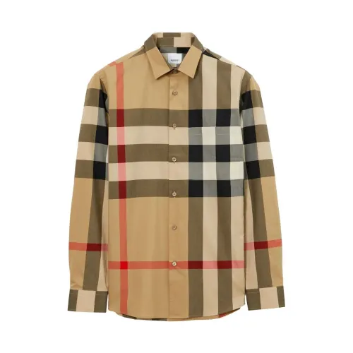 Burberry , Checkered Cotton Shirt Archive Beige ,Beige male, Sizes: