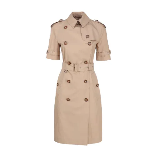 Burberry , Chic Beige Cotton Midi Dress ,Beige female, Sizes: