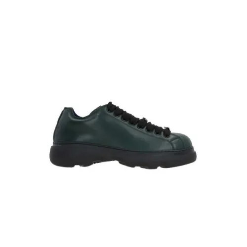 Burberry , Dark Green Low-Top Leather Sneakers ,Green male, Sizes: