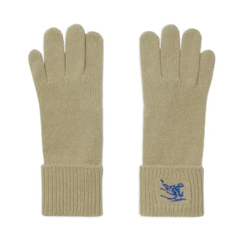 Burberry , EKB Logo Embroidered Cashmere Gloves ,Green male, Sizes: