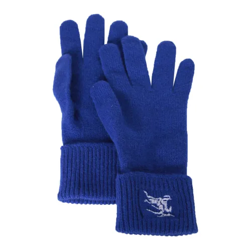 Burberry , Embroidered Logo Knitted Gloves ,Blue male, Sizes: