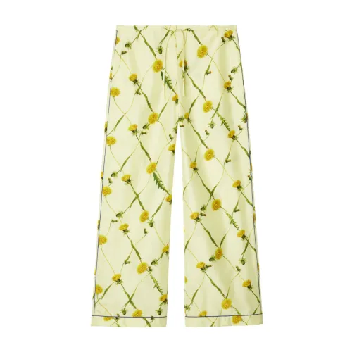 Burberry , Floral Print Silk Trousers ,Multicolor female, Sizes: