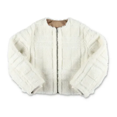 Burberry , Girls Clothing Outerwear Salt Ip Check Ss24 ,White female, Sizes: