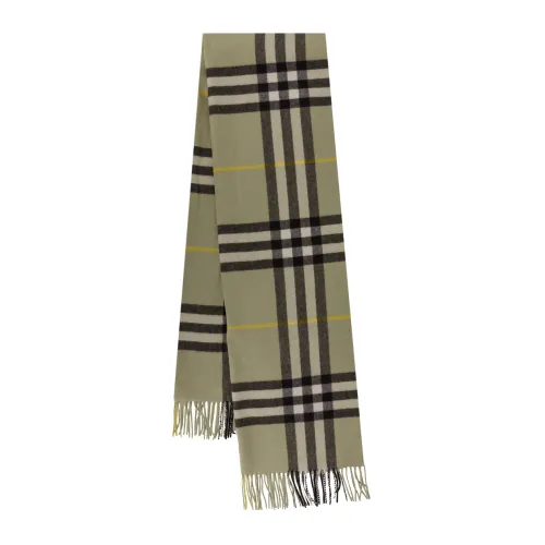 Burberry , Green Frayed Scarf with Giant Check Print ,Green male, Sizes: ONE