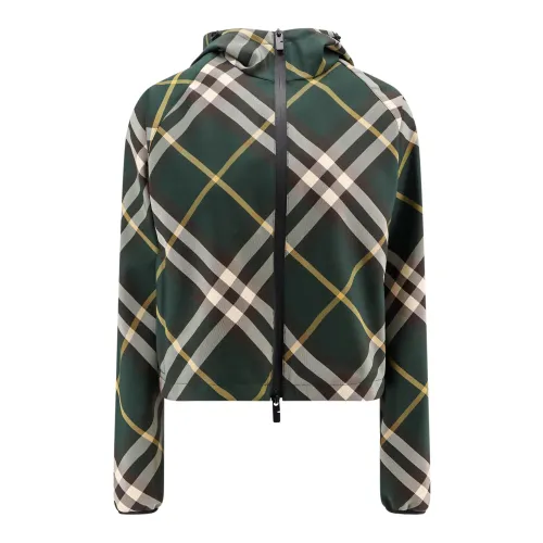 Burberry , Green Hooded Crop Jacket ,Green female, Sizes: