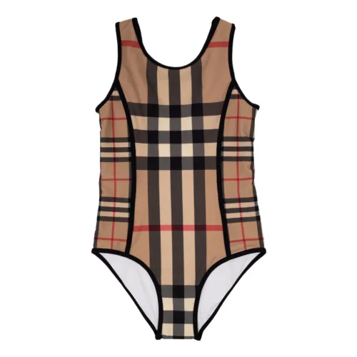 Burberry , Grey Vintage Check Kids Swimsuit ,Gray female, Sizes: