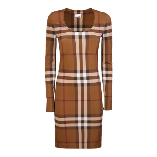 Burberry , Iconic Check Print Brown Dress ,Brown female, Sizes: