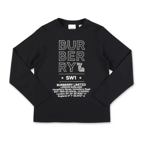Burberry , Iconic Logo Black Cotton Jersey T-Shirt ,Black male, Sizes: