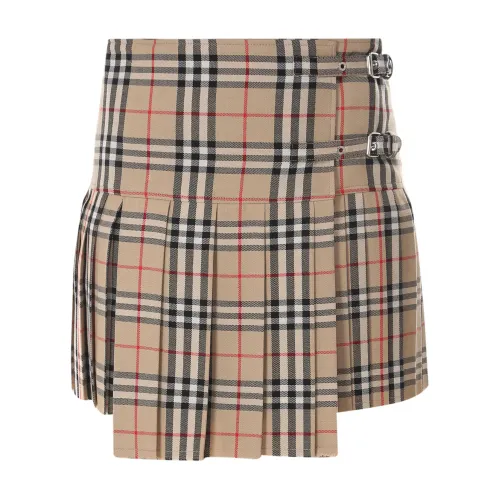 Burberry , Iconic Print Wool Skirt ,Beige female, Sizes: