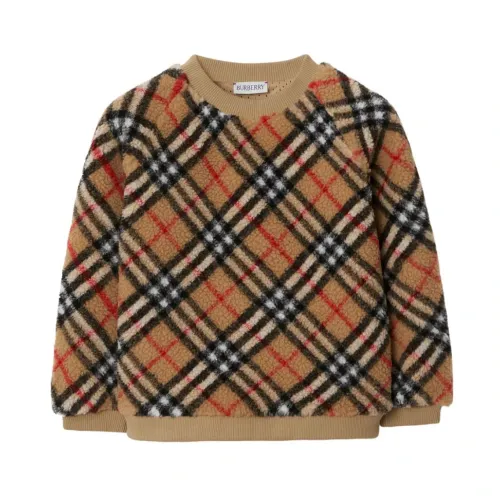 Burberry , Kids Beige Sweaters with Rib-Knit Collar ,Beige male, Sizes: