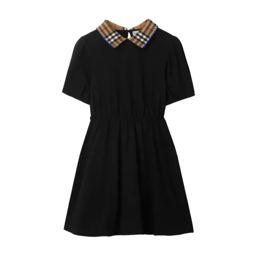 Burberry , Kids Black Dresses with Polo Collar ,Black female, Sizes: