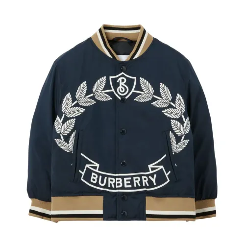 Burberry , Kids Blue Light Jacket with Ribbed Hems ,Blue male, Sizes: