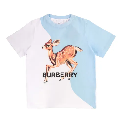 Burberry , Kids Blue Regular Fit Cotton T-Shirt ,Multicolor female, Sizes: