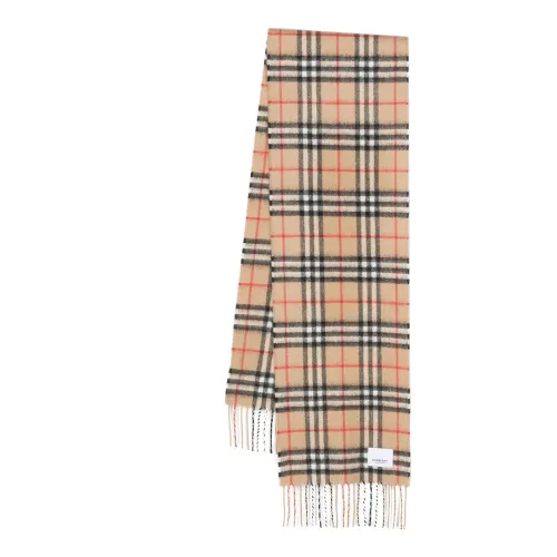 Burberry , Kids Cashmere Check Scarf ,Beige male, Sizes: ONE