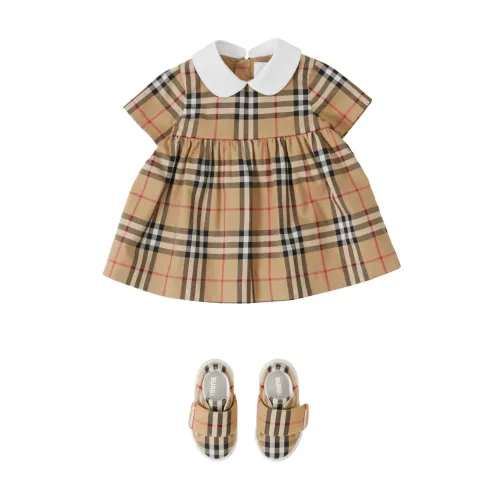 Burberry , Kids Checkered Dresses ,Beige female, Sizes: