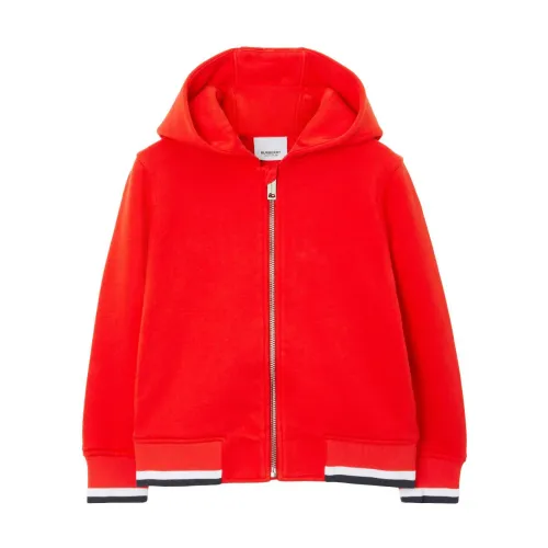 Burberry , Kids Red Sweaters, Stylish Zip-Up Sweatshirt for Boys ,Red male, Sizes: