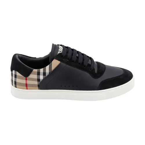 Burberry , Leather and Suede Lace-Up Sneakers ,Black male, Sizes: