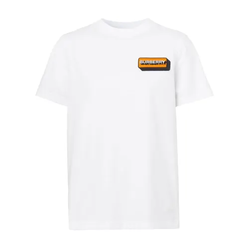 Burberry , Logo Appliqué Short-sleeve T-shirt White ,White male, Sizes: