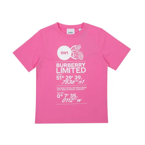 Burberry , Logo Print Crewneck T-Shirt ,Pink female, Sizes: