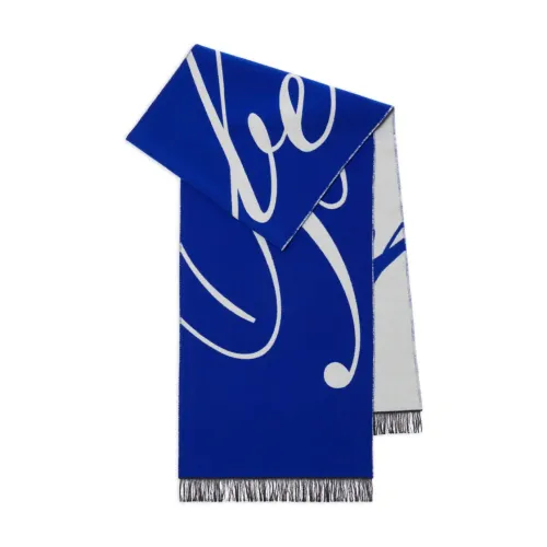 Burberry , Logo Wool and Silk Scarf ,Blue male, Sizes: ONE
