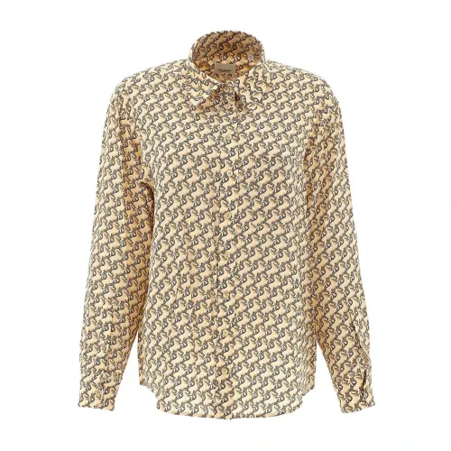 Burberry , Luxury Silk Shirt ,Beige female, Sizes:
