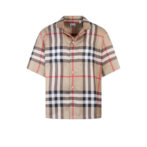 Burberry , Mens Clothing Shirts Beige Ss23 ,Multicolor male, Sizes: