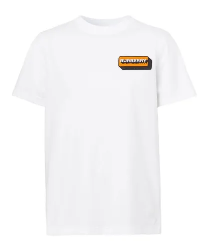 Burberry Mens Logo Appliqué Short-sleeve T-shirt White Cotton
