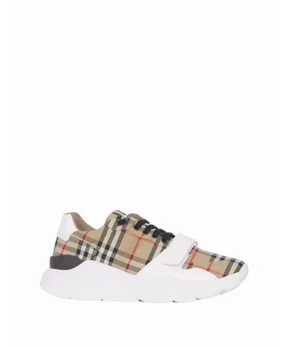 Burberry Mens Regis Low-top Trainers in Beige & White Textile
