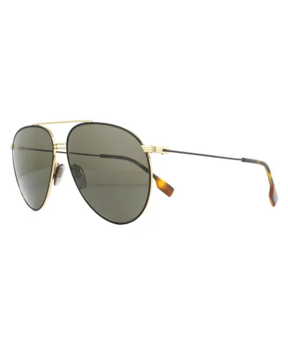 Burberry Mens Sunglasses BE3108 1293/3 Gold and Matte Black Brown Metal - One