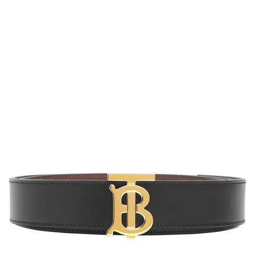 BURBERRY Monogram Motif Leather Belt - Black